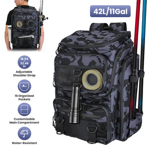 The Ultimate Fishing Companion: 42L&11Gal Fishing Backpack
