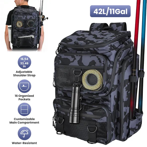 The Ultimate Fishing Companion: 42L&11Gal Fishing Backpack