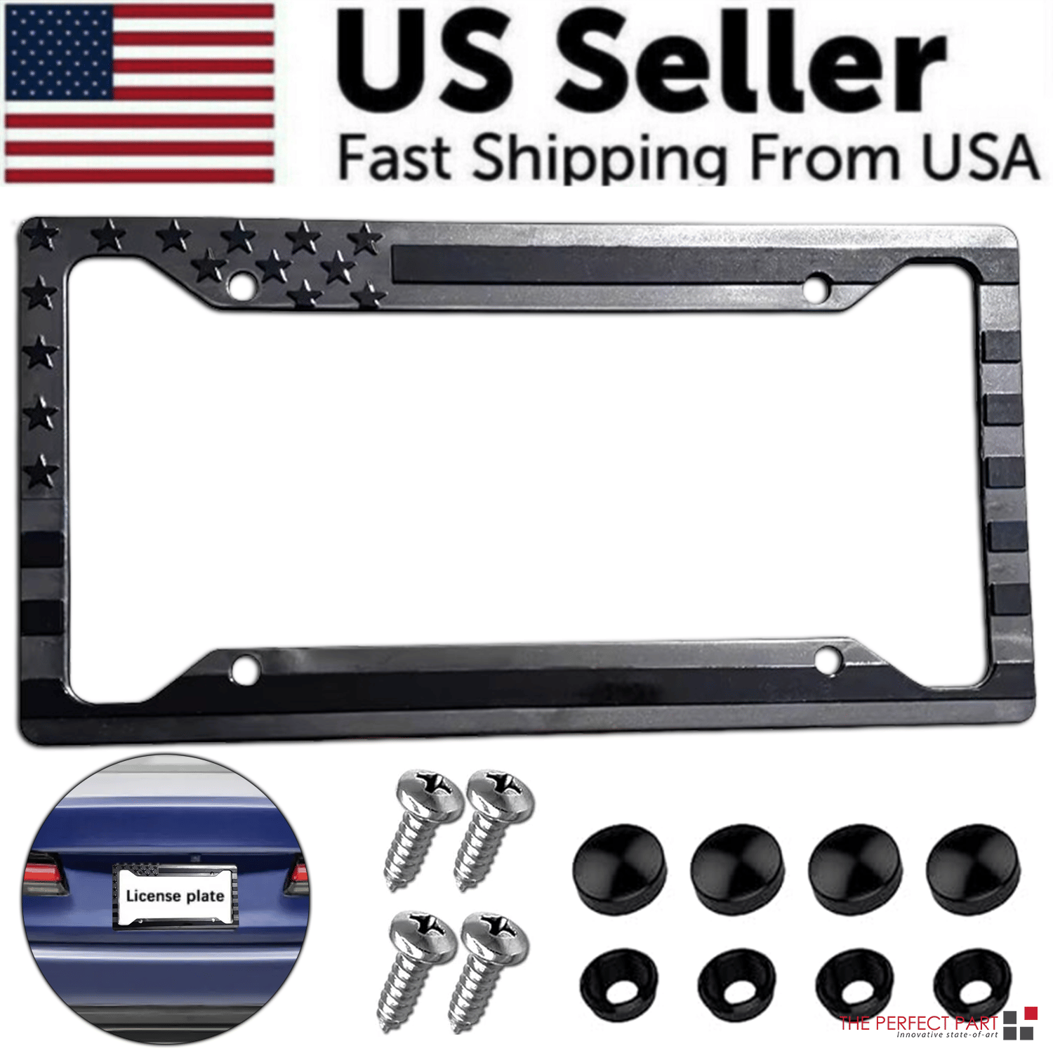 Black 3D ABS Car Tag Frame Holder Decal
