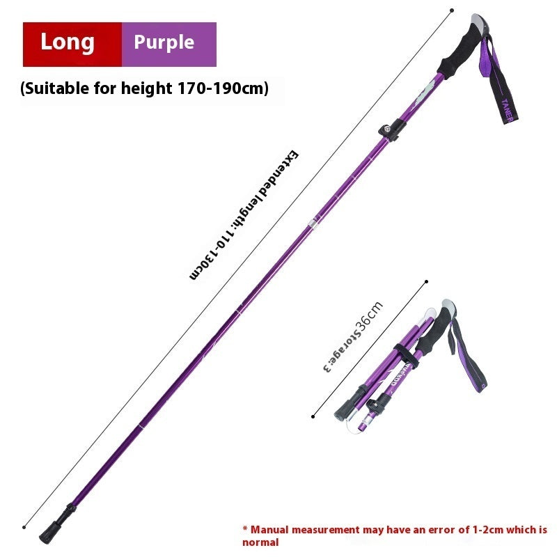 Alloy Foldable And Portable Telescopic Hand Hiking Alpenstock
