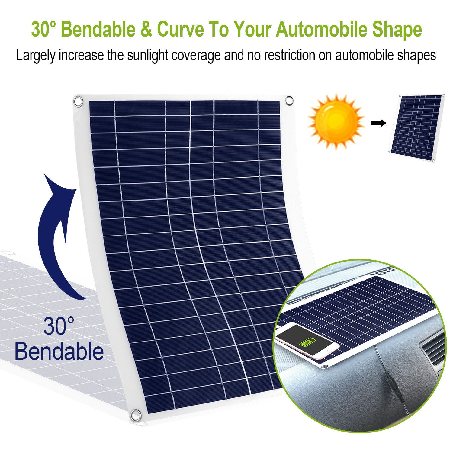 1Pc Outdoor Solar Panel 12V 25W Car Battery Charger