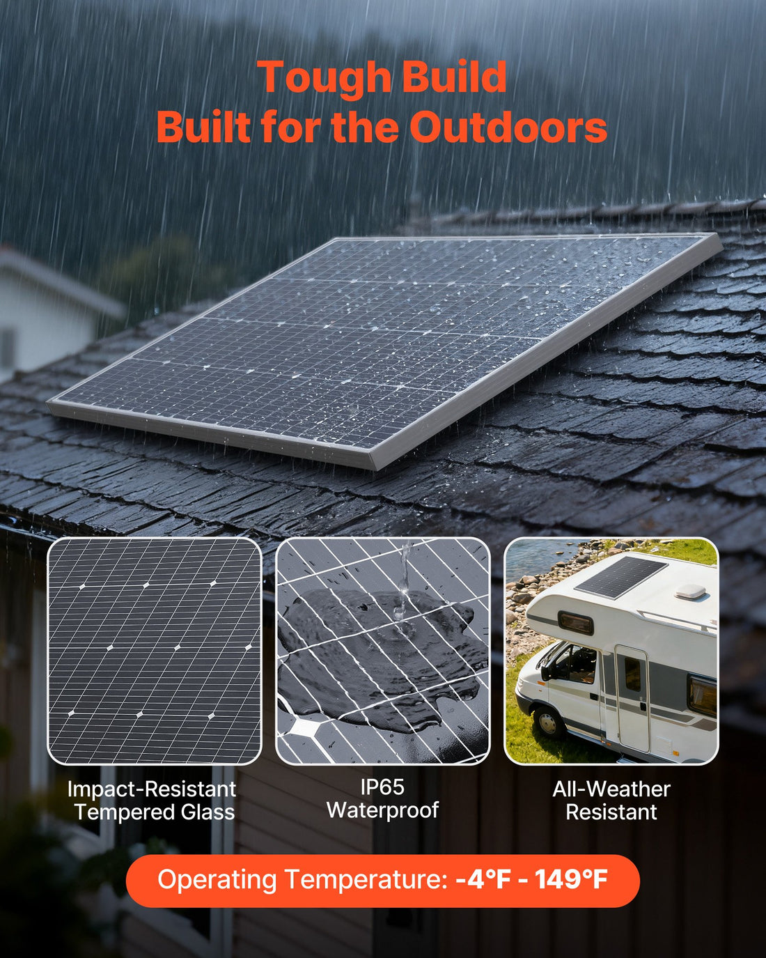 2PCS 100W Monocrystalline Solar Panels Kit