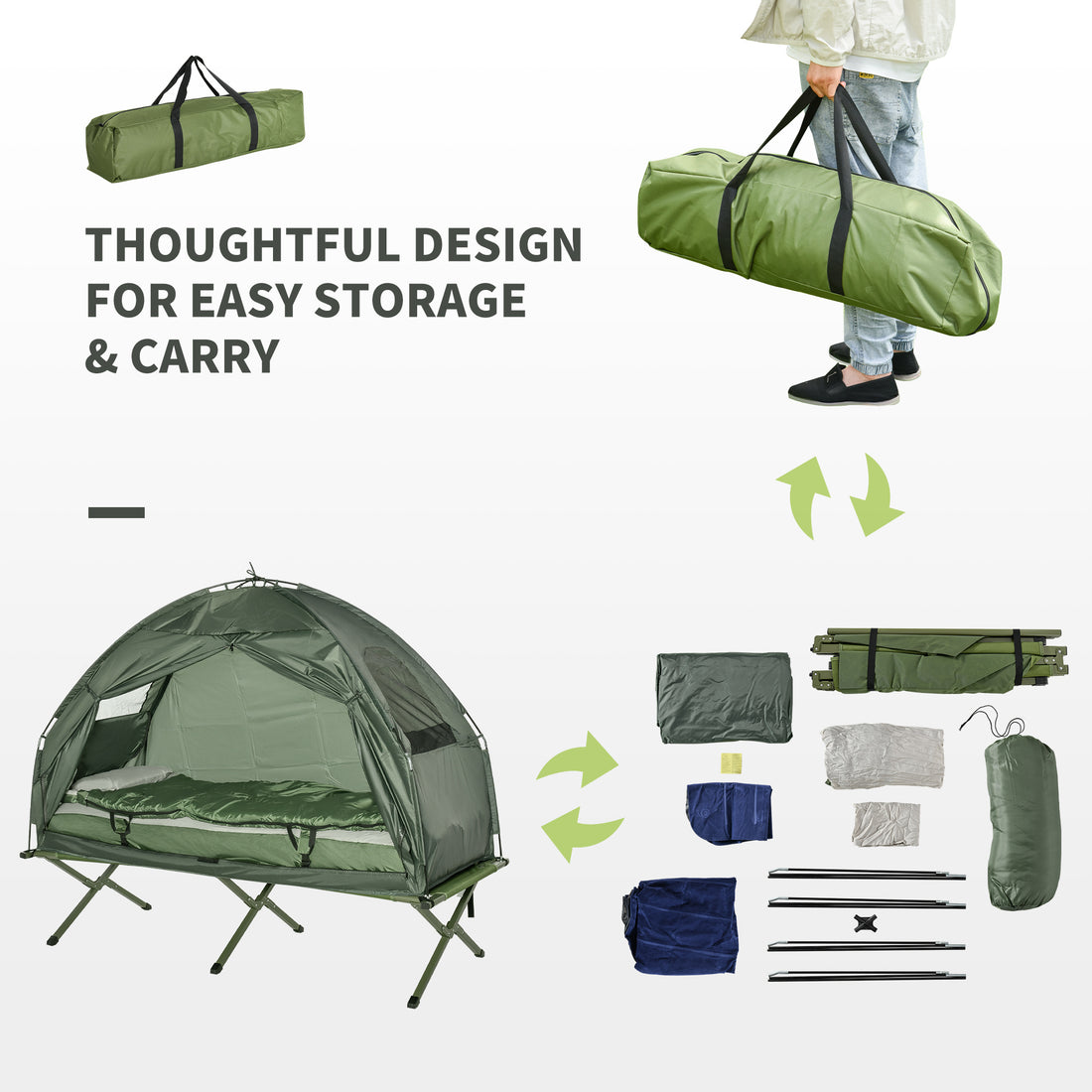Folding Camping Cot For Adults All In One Portable Bed