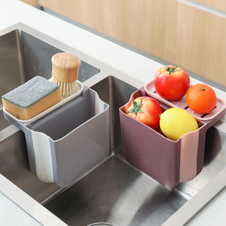 Kitchen Sink Strainer Basket With Suction Cup Drainer Rack