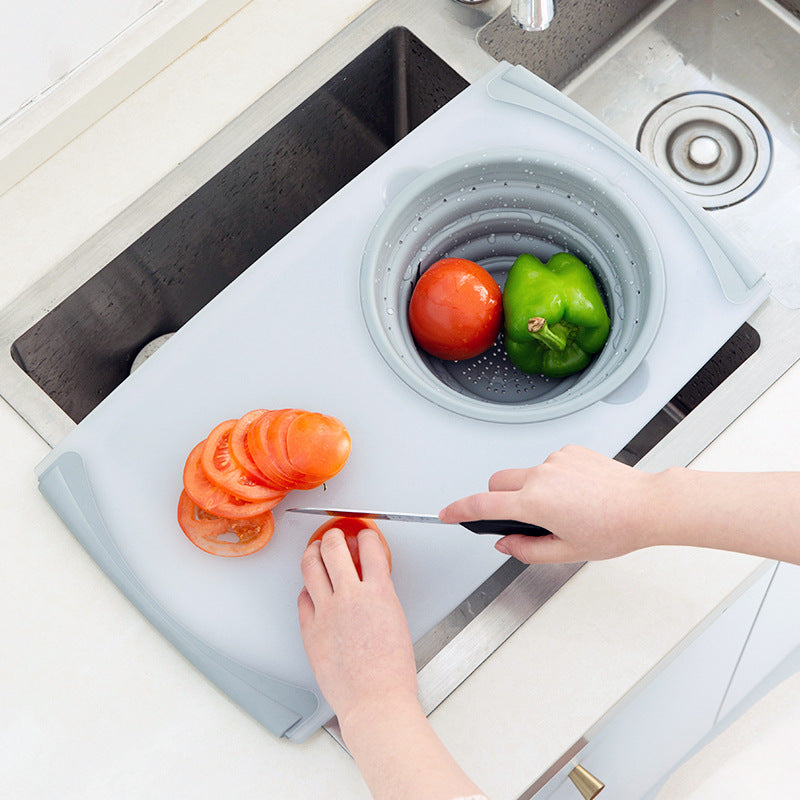 3 In 1 Folding Cutting Board With Detachable Drain Basket