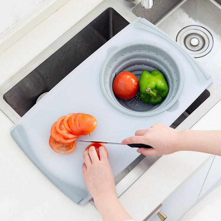 3 In 1 Folding Cutting Board With Detachable Drain Basket