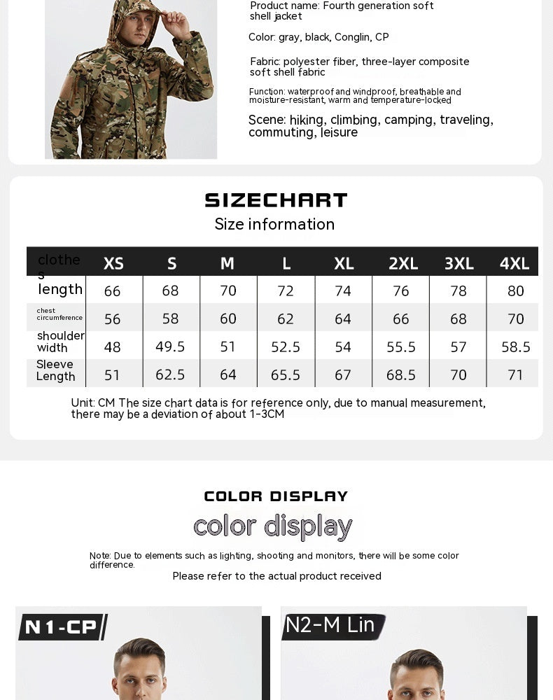 Men's Fleece Jacket Camouflage Waterproof