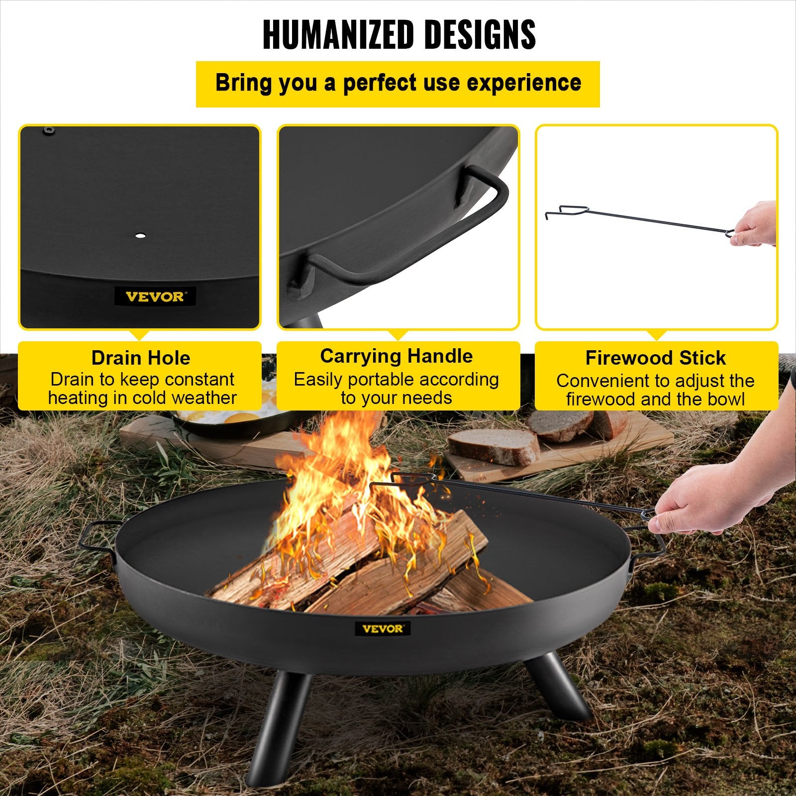 30 Inch Carbon Steel Fire Pit Bowl With Drain Hole