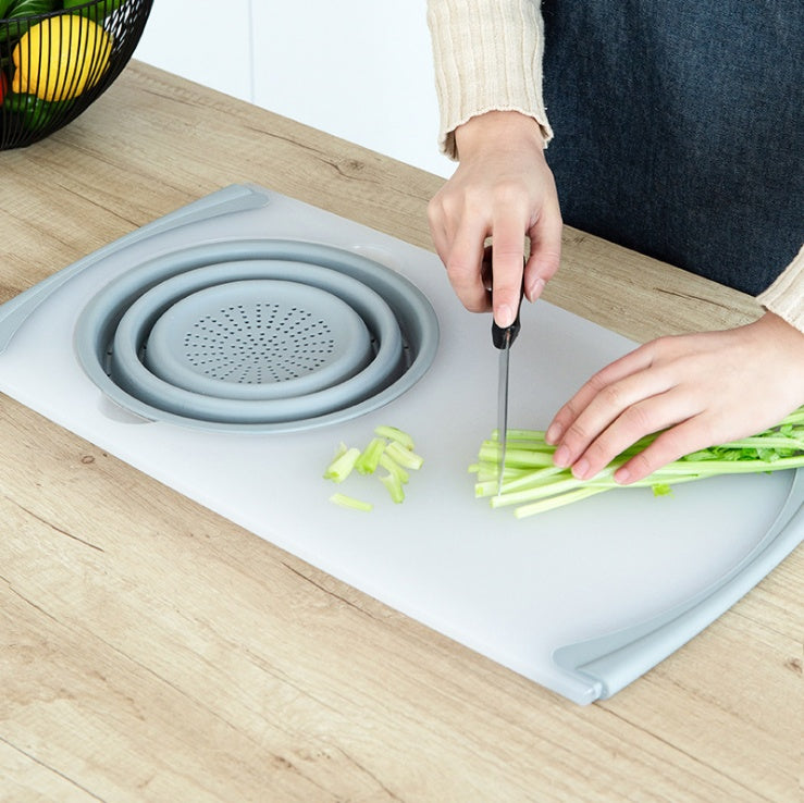 3 In 1 Folding Cutting Board With Detachable Drain Basket