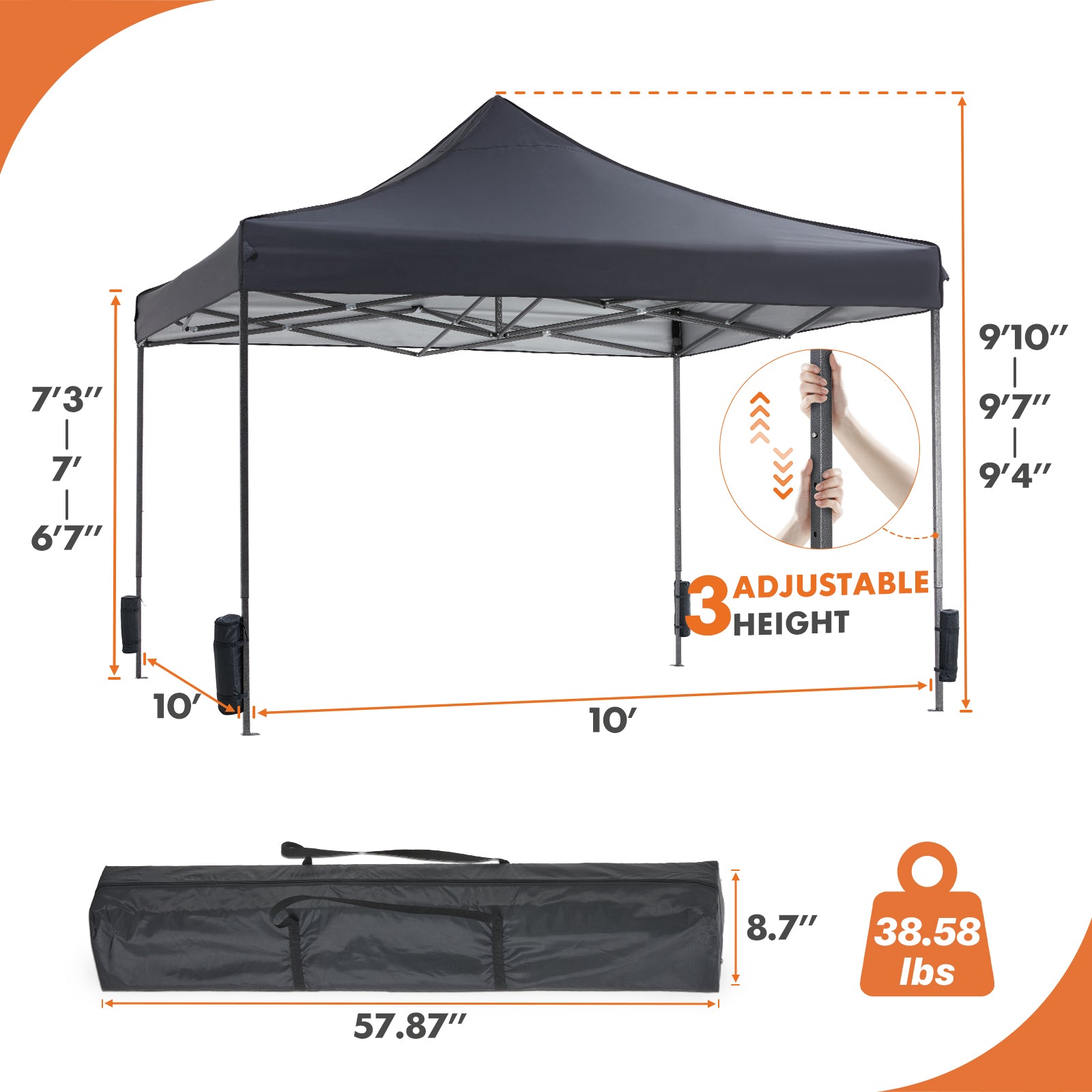 10 x 10 Ft Easy Setup Outdoor Canopy Tent Sun Shelter