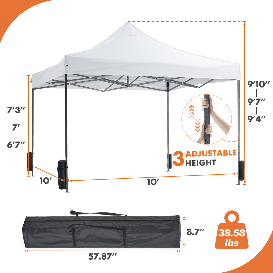 10 x 10 Ft Easy Setup Outdoor Canopy Tent Sun Shelter