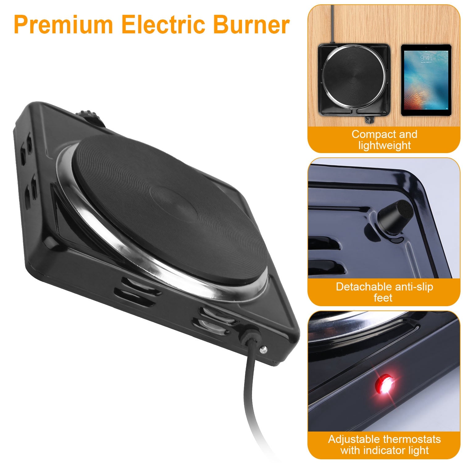 1500W Portable Electric Burner Hot Plate