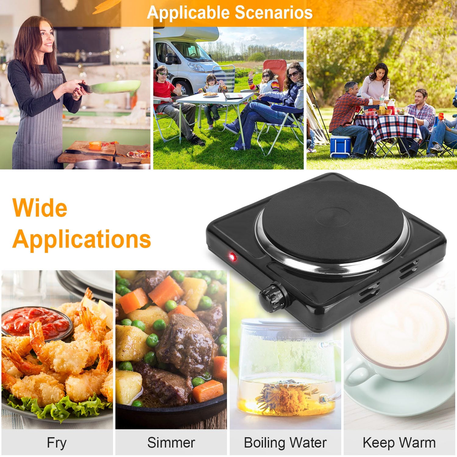 1500W Portable Electric Burner Hot Plate