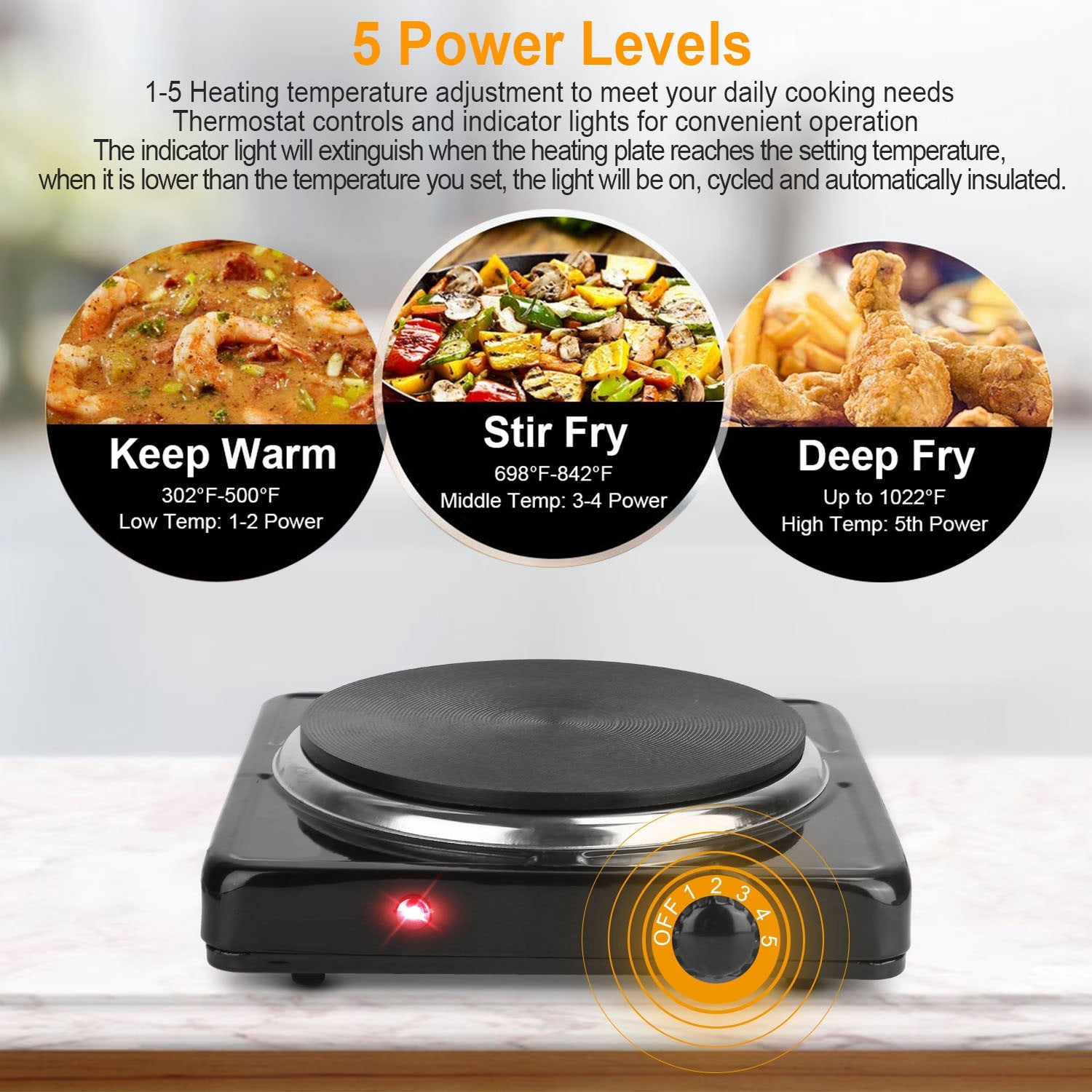 1500W Portable Electric Burner Hot Plate