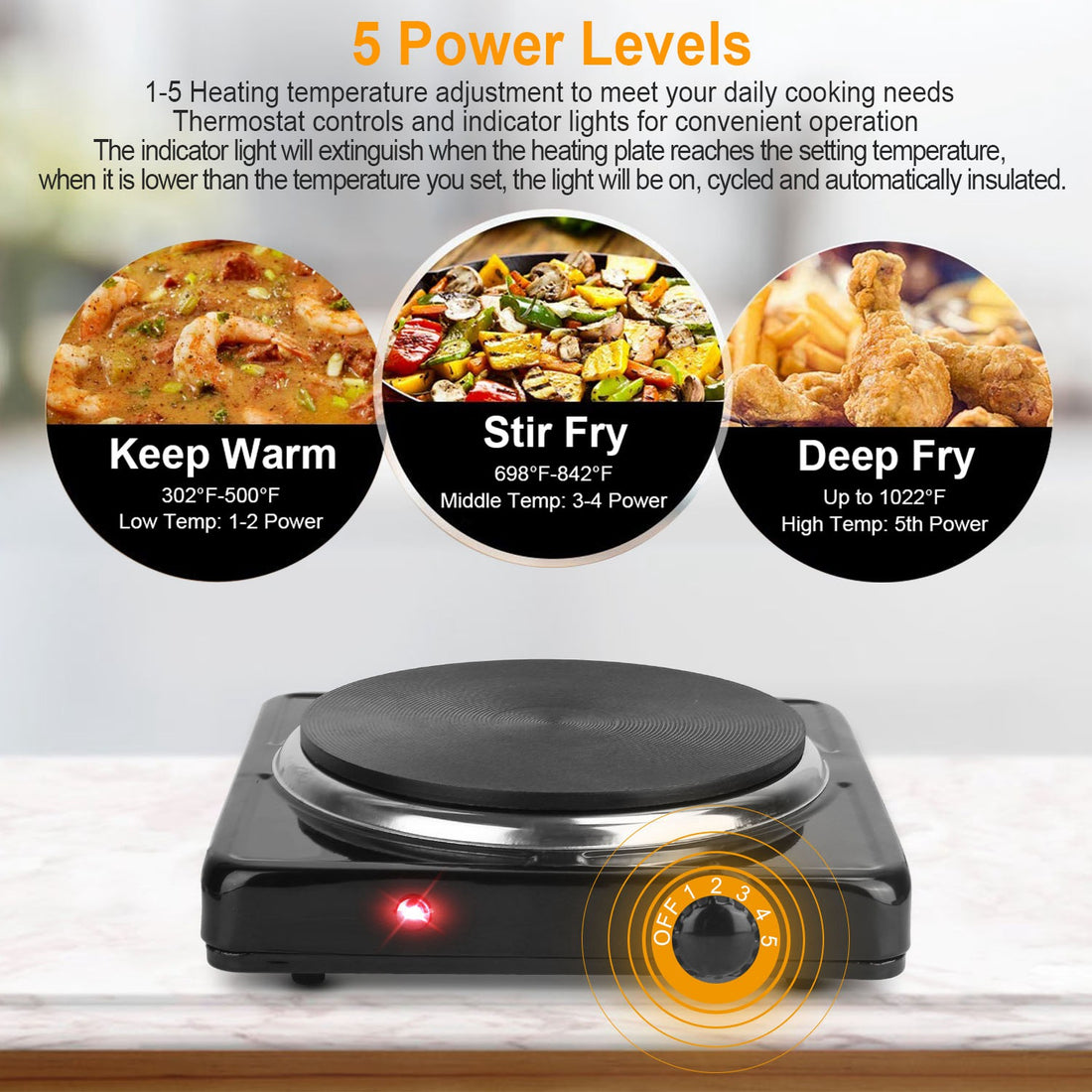 1500W Portable Electric Burner Hot Plate