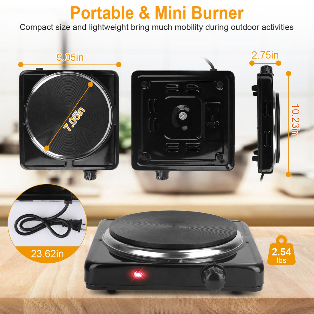 1500W Portable Electric Burner Hot Plate