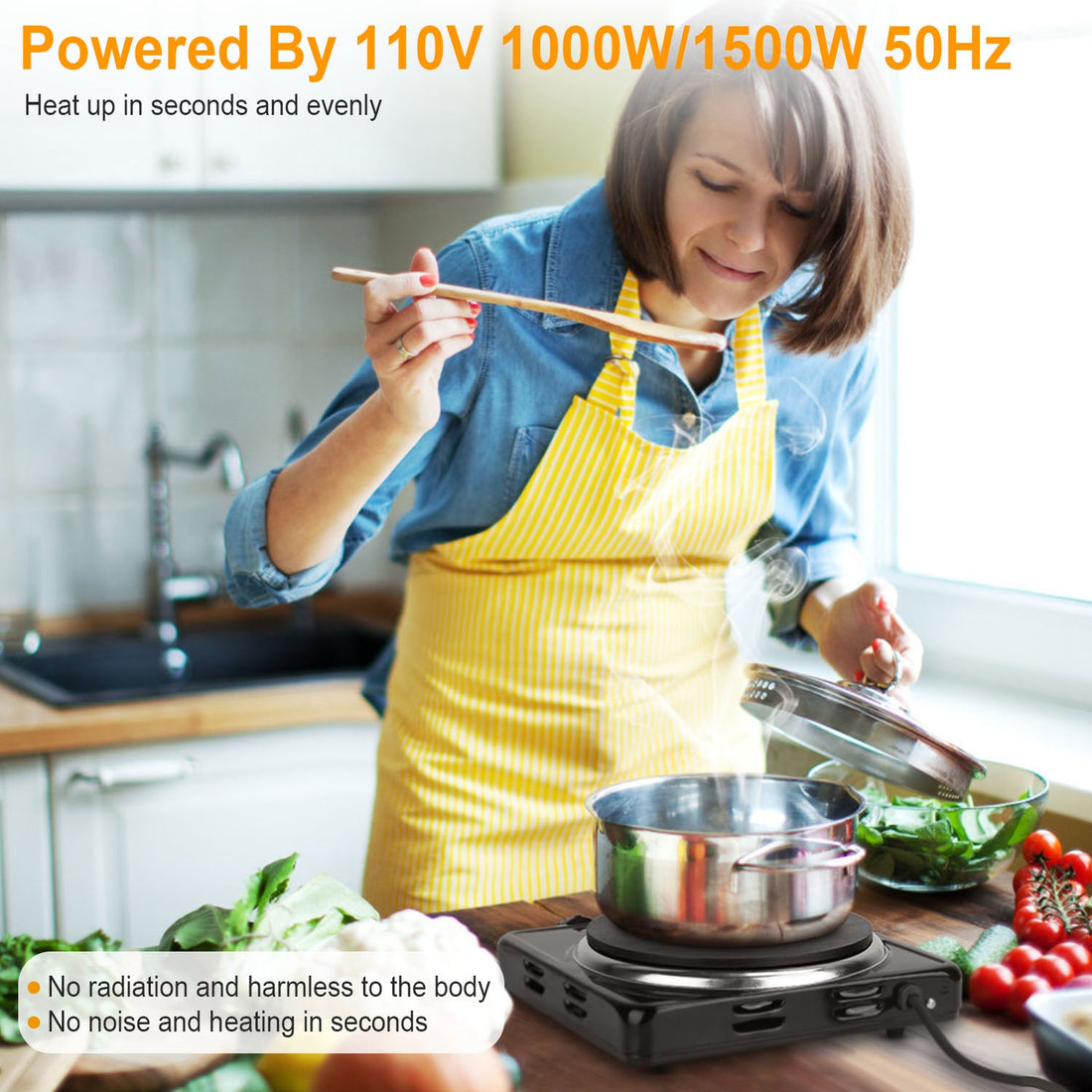 1500W Portable Electric Burner Hot Plate