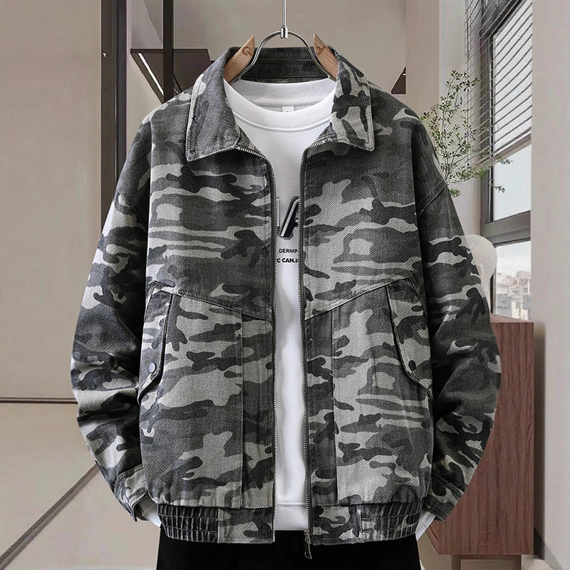 Camouflage American Polo Collar Jacket