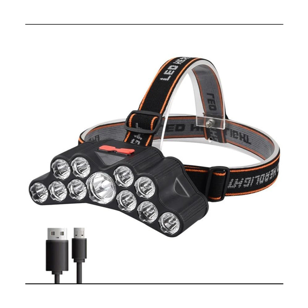 USB Rechargeable 11 LED Headlamp With 18650 Battery