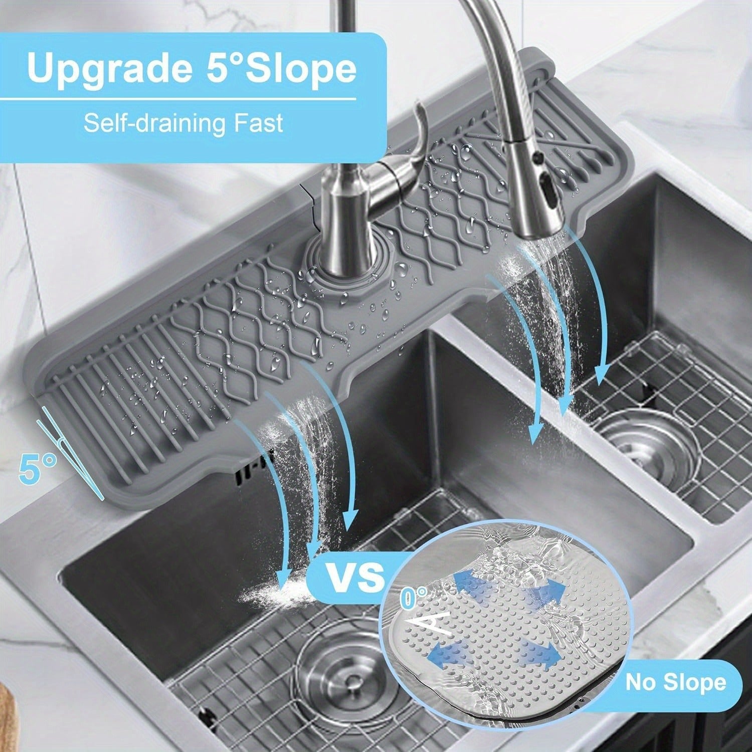 Non Slip Self Draining Silicone Sink Drying Board