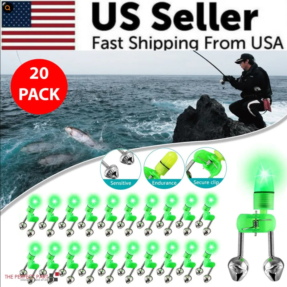 10–40 Pc LED Fishing Bite Alarm Clip With Bells & Light