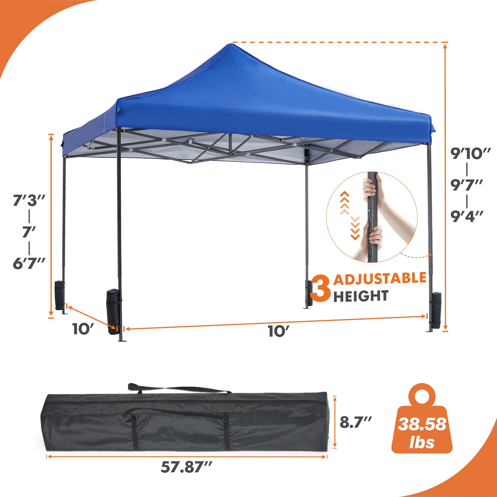 10 x 10 Ft Easy Setup Outdoor Canopy Tent Sun Shelter
