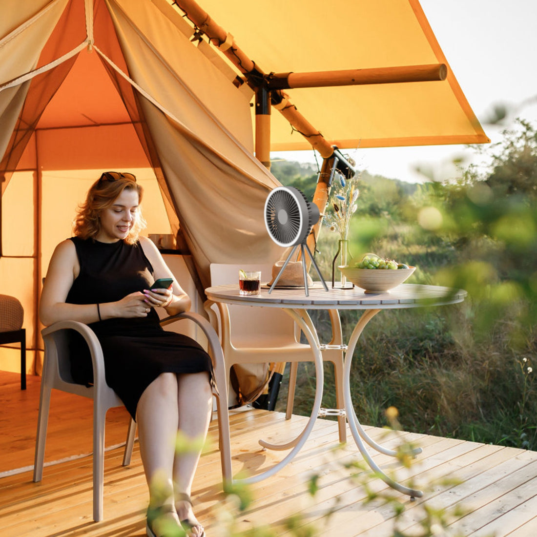 Rechargeable Camping Fan With LED Lantern