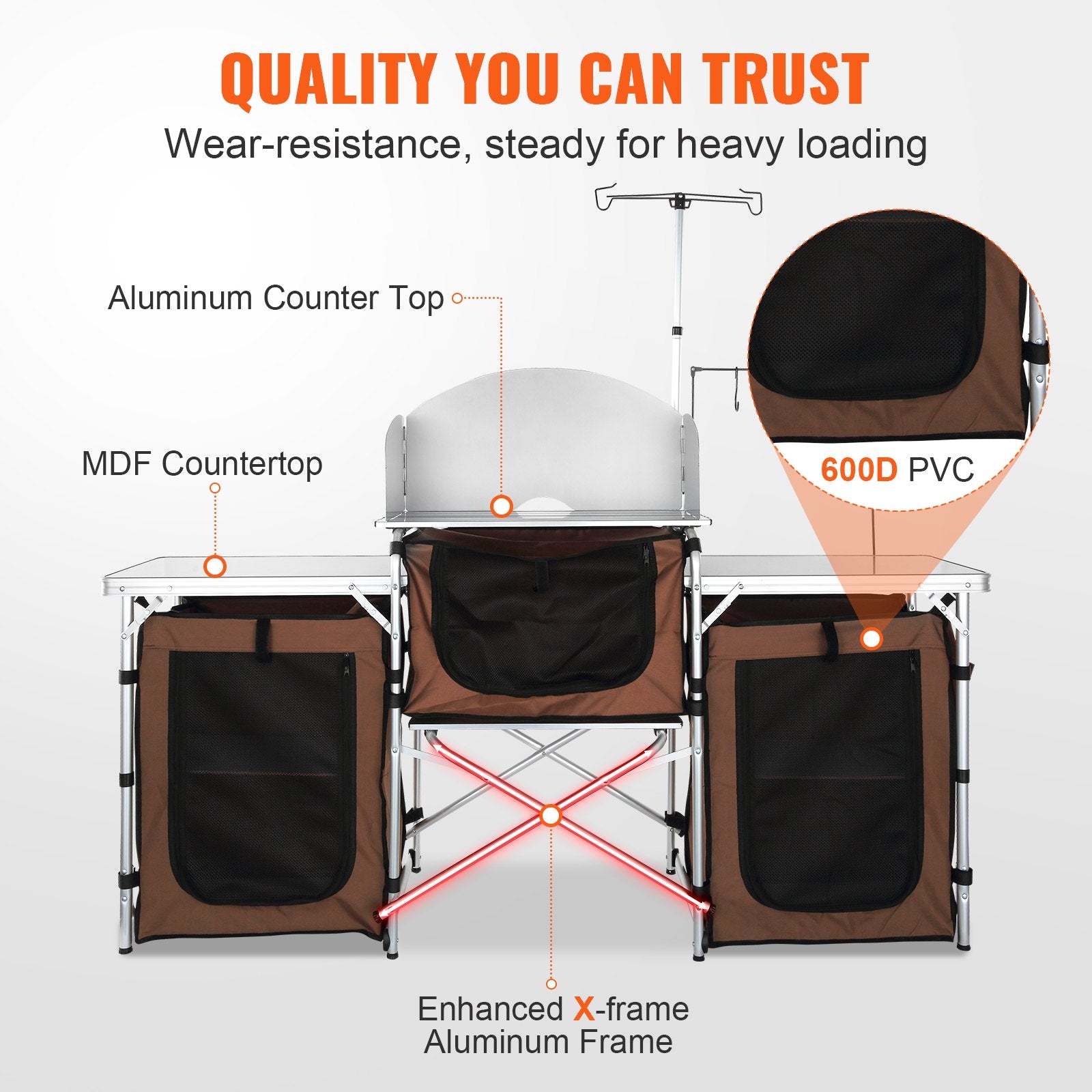 Folding Camping Kitchen Table With Storage Bag And Windscreen