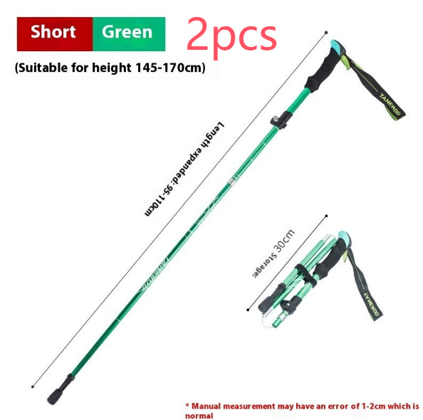 Alloy Foldable And Portable Telescopic Hand Hiking Alpenstock