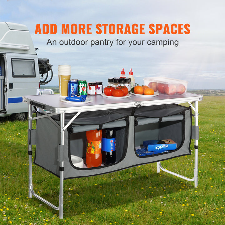 VEVOR Folding Camping Kitchen Table Adjustable Height