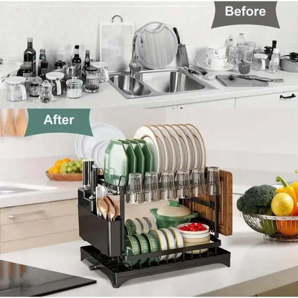Kitchen Dish Drying Rack With Drain Board