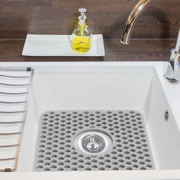 Silicone Grid Sink Mat With Central Drain Hole Protector
