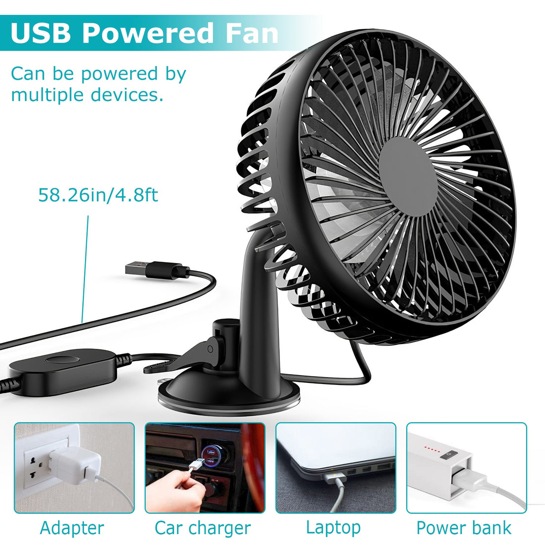 Portable 1Pc Car Cooling Fan