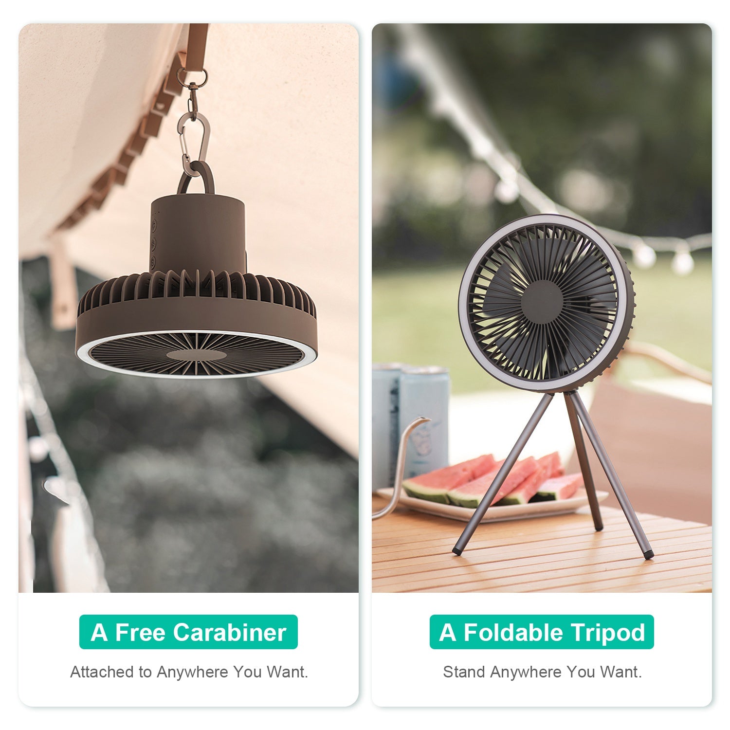 Rechargeable Camping Fan With LED Lantern