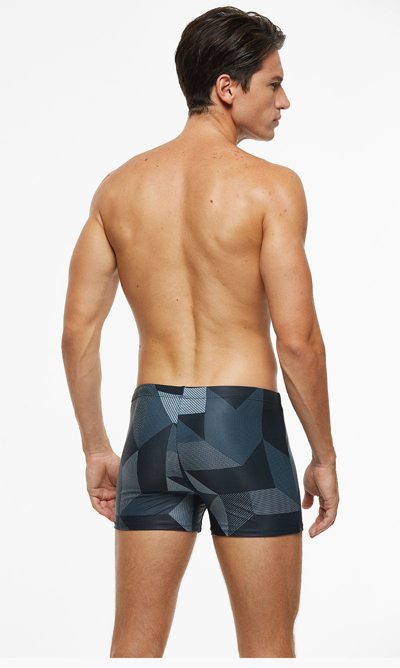 Mens Boxer Style Swim Trunks