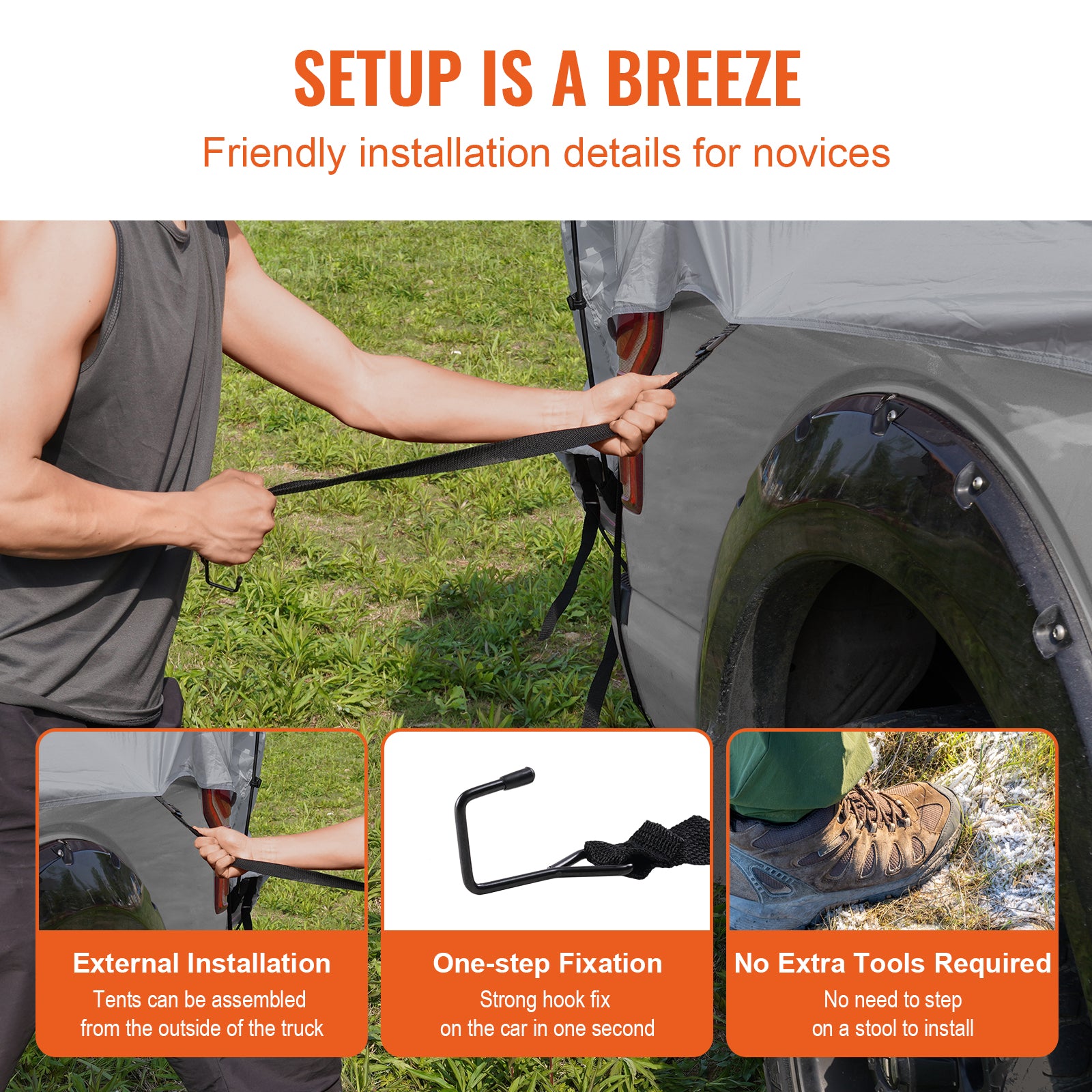 VEVOR Truck Bed Tent 6.4–6.7 Ft Waterproof Double Layer 2–3 Person