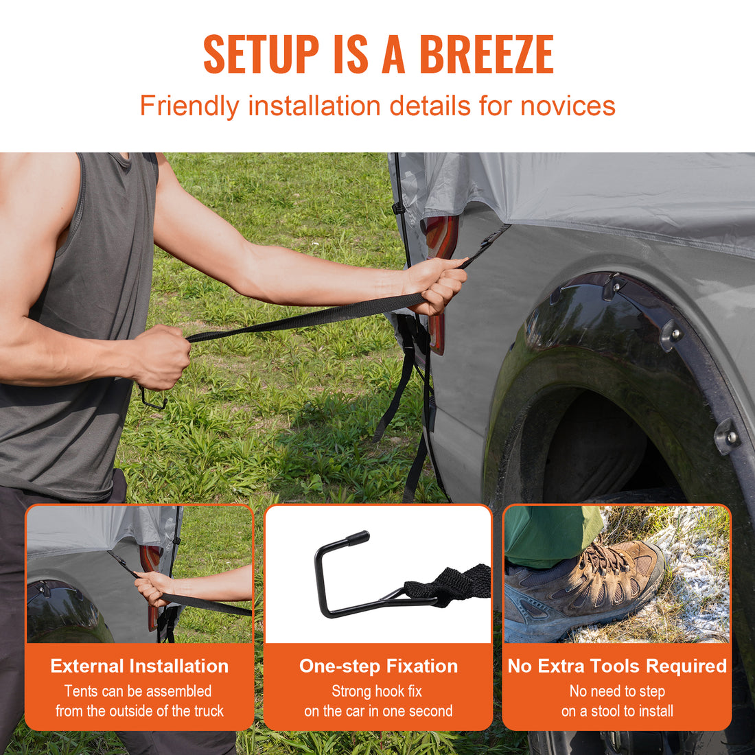 VEVOR Truck Bed Tent 6.4–6.7 Ft Waterproof Double Layer 2–3 Person