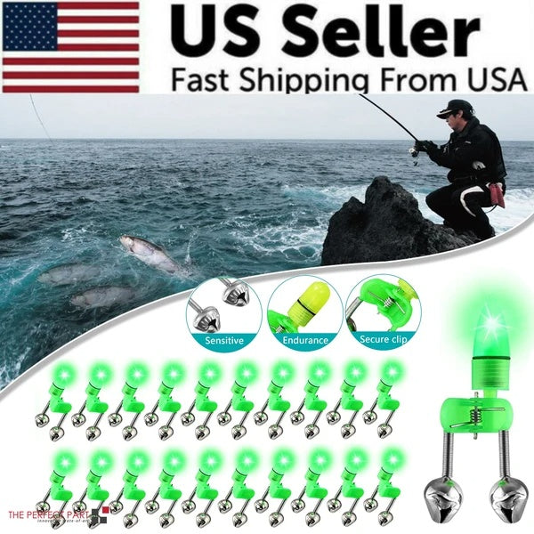 10–40 Pc LED Fishing Bite Alarm Clip With Bells & Light