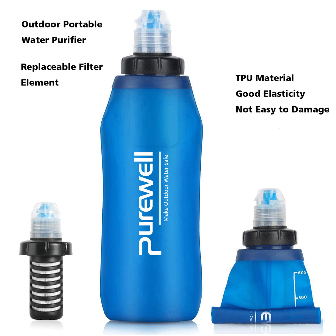 Portable Outdoor Personal Water Purifier Filter Straw System