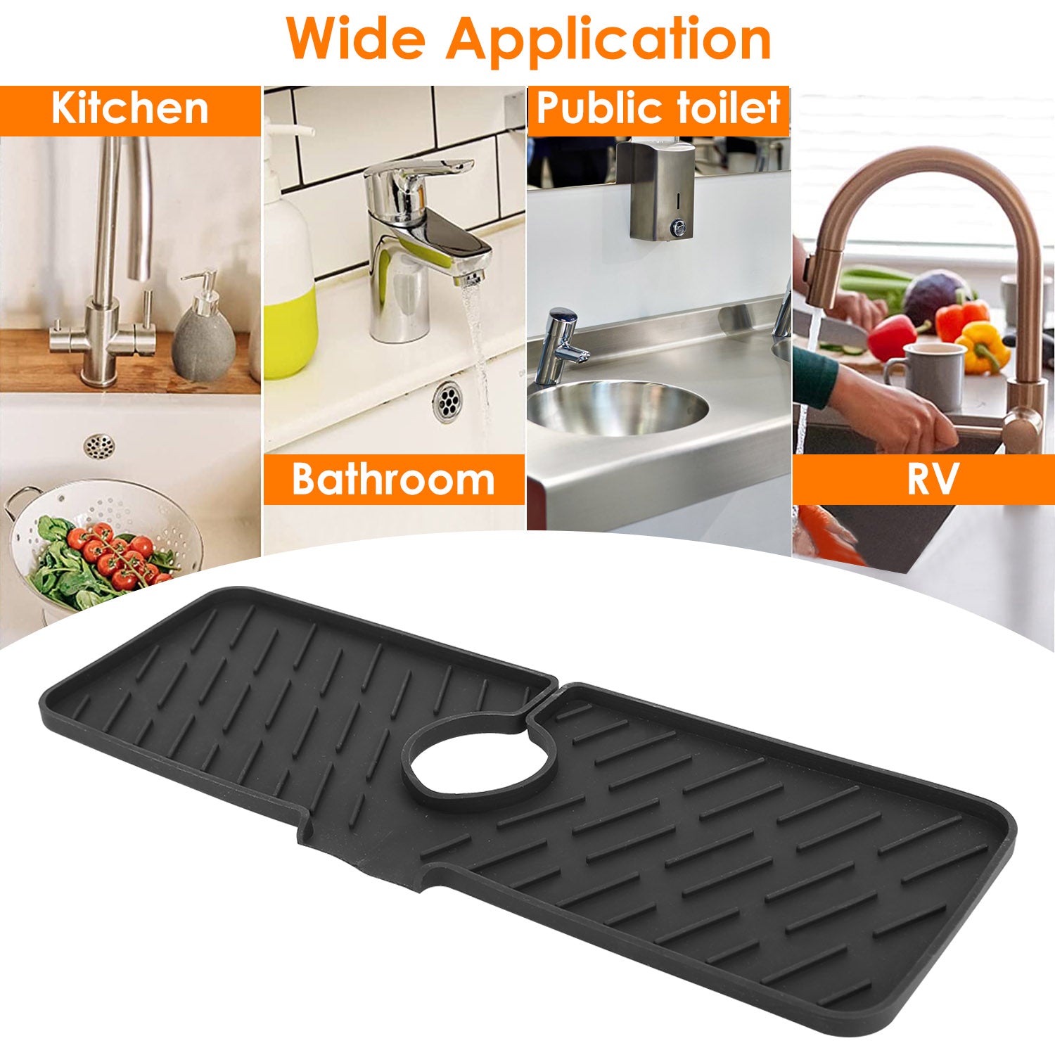 Silicone Faucet Mat For Kitchen Sink Drip Catcher Water Absorbent Pad