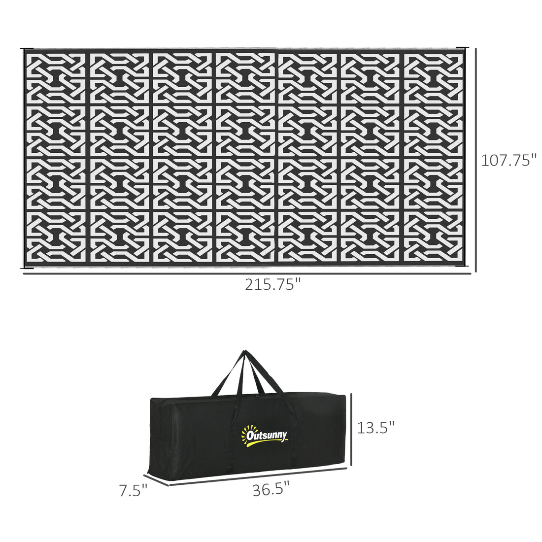 Reversible Outdoor RV Camping Rug With Carry Bag