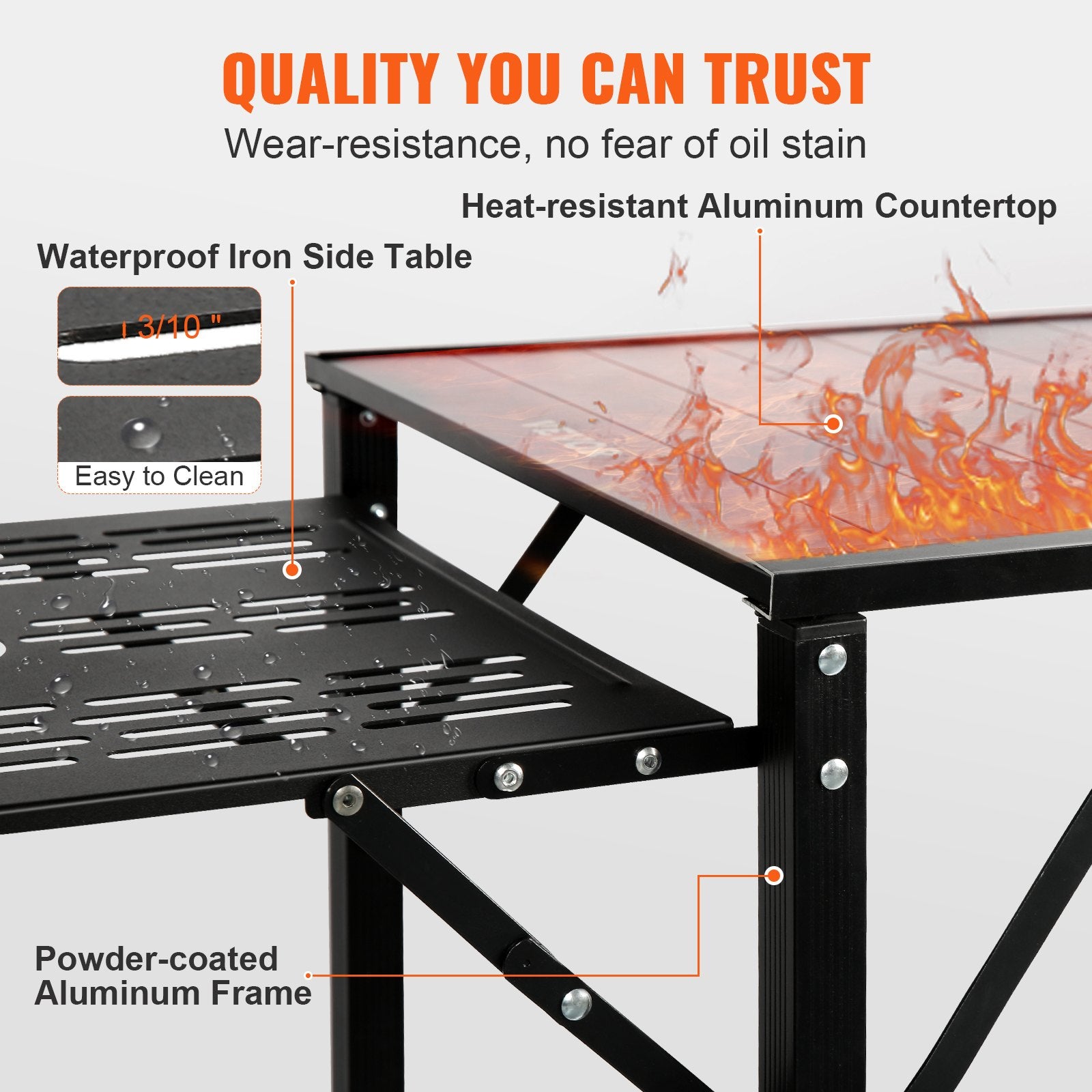Folding Camping Kitchen Cook Station With Carry Bag, Shelves & Side Tables