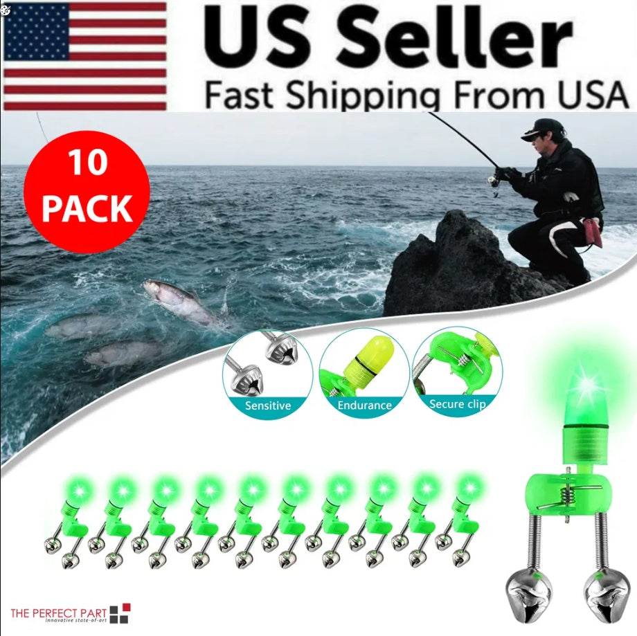 10–40 Pc LED Fishing Bite Alarm Clip With Bells & Light