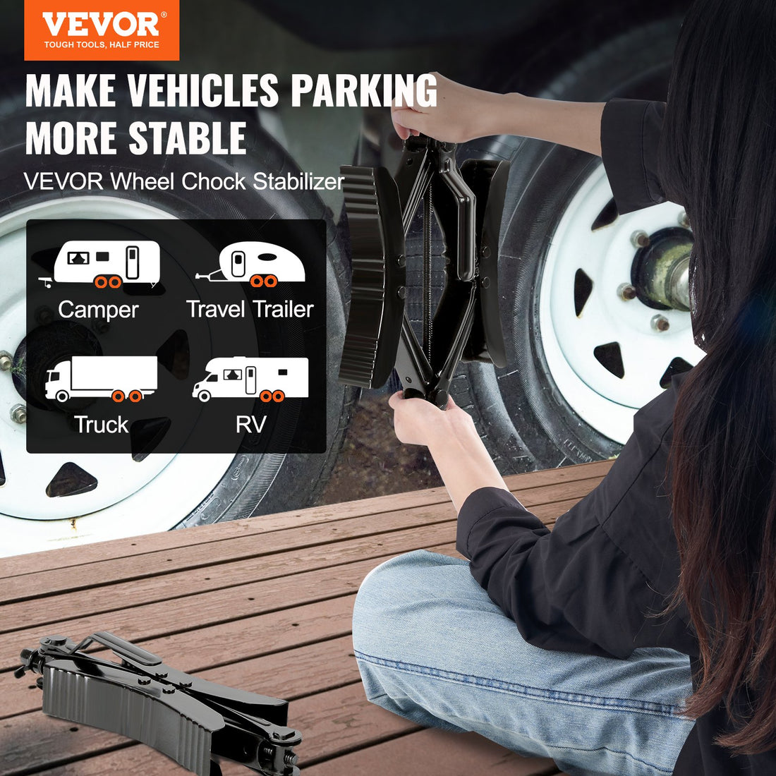 Heavy-Duty H-Shaped RV Tire Locking Chock