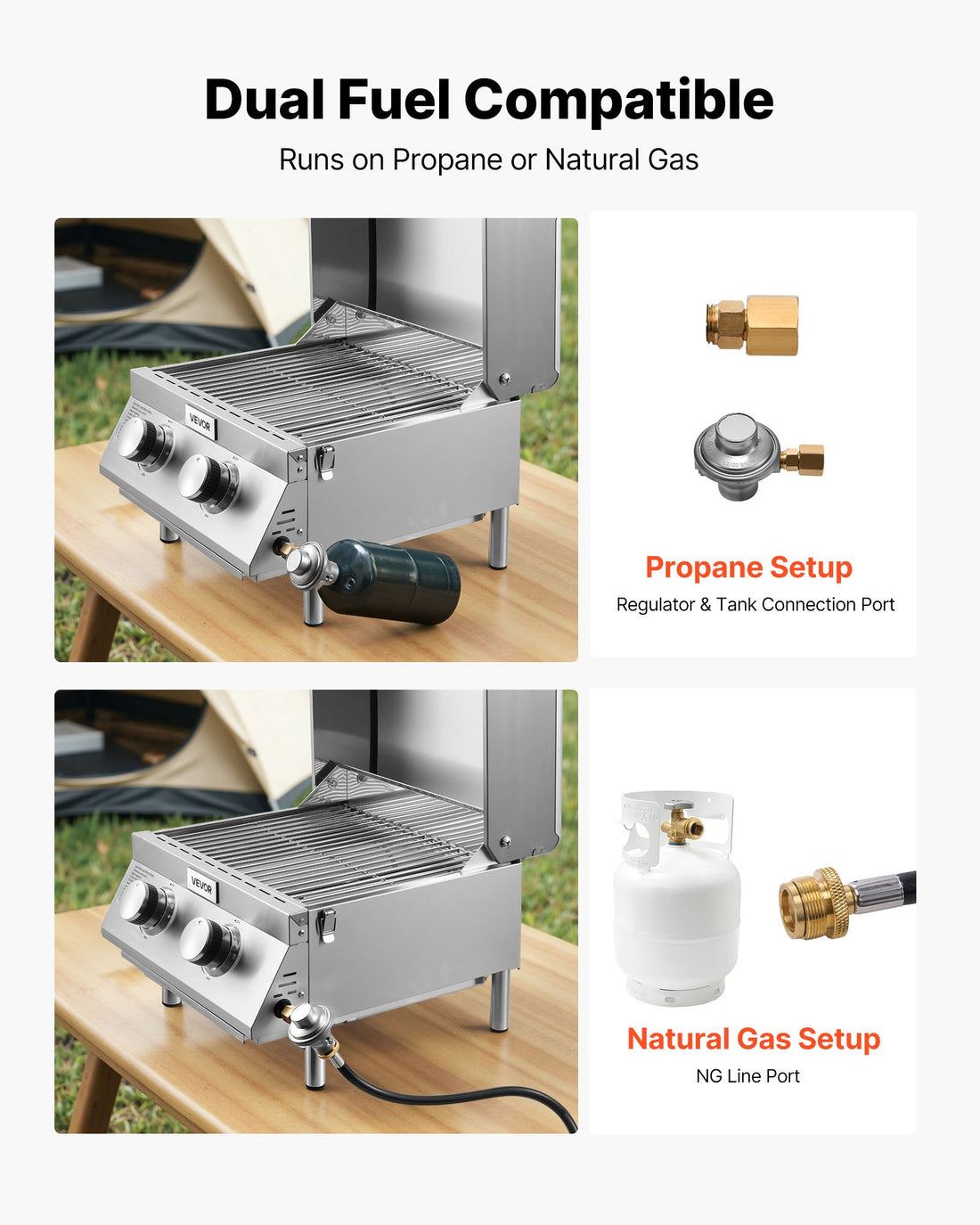 2-Burner Stainless Steel Portable Gas Grill
