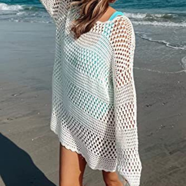 Woven Round Neck Beach Cover-Up
