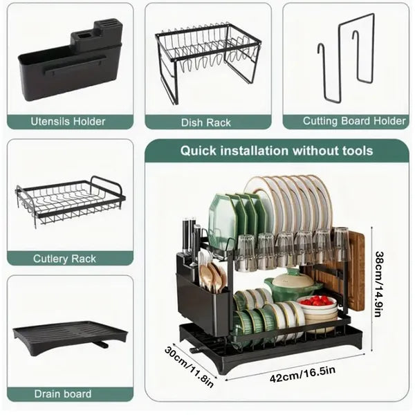 Kitchen Dish Drying Rack With Drain Board