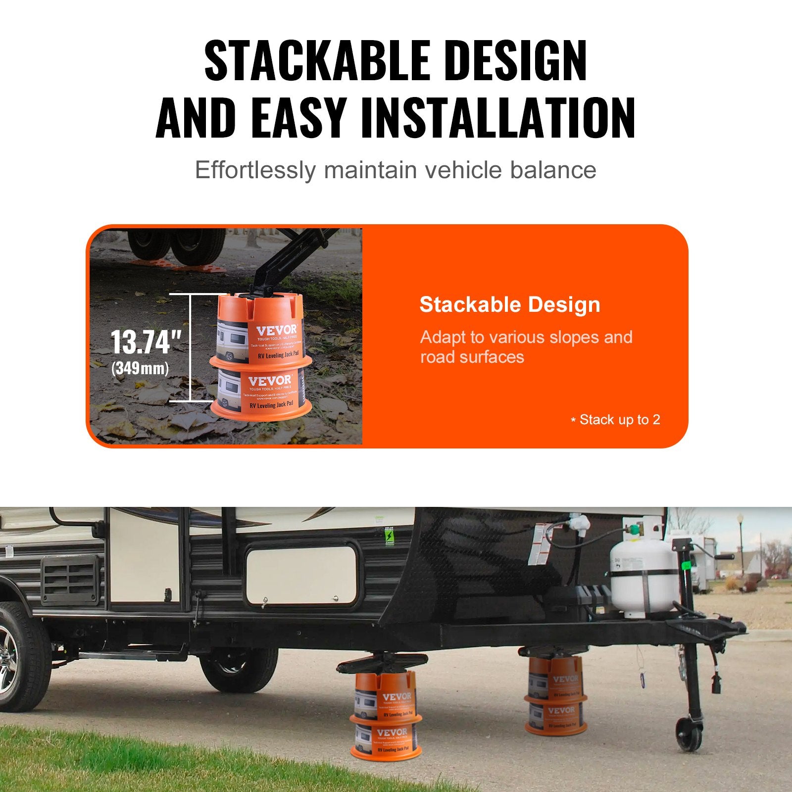 RV Jack Block 2000 Lbs Capacity Stabilizer Blocks 2-Pack