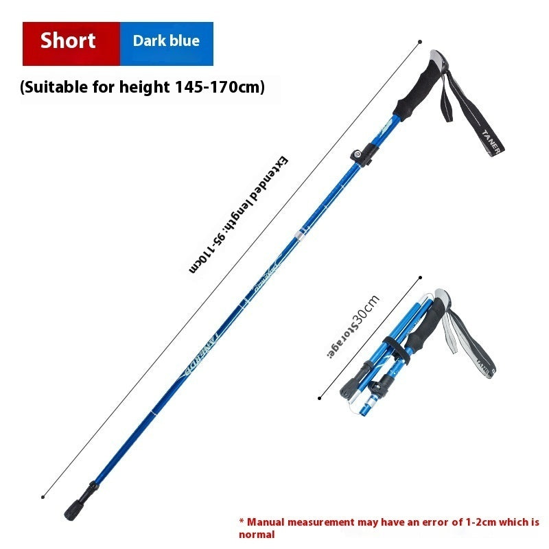 Alloy Foldable And Portable Telescopic Hand Hiking Alpenstock