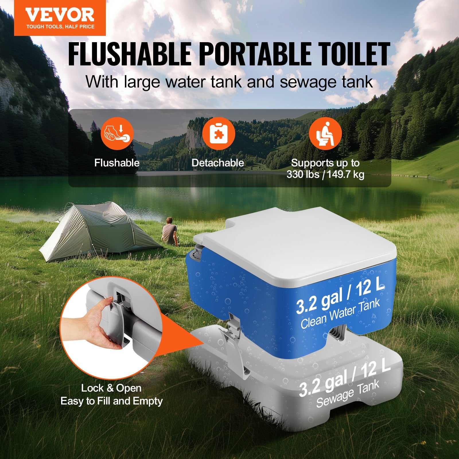 Portable Camping Toilet With Carry Bag